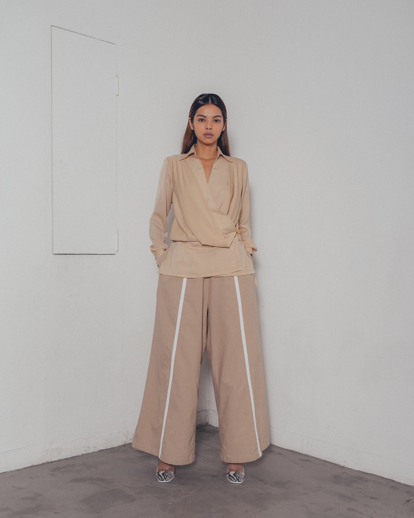 KHAKI BROWN WRAP SHIRT