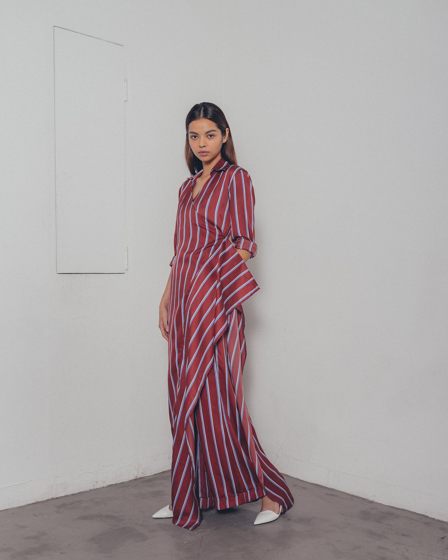 RED STRIPES SHIRTDRESS