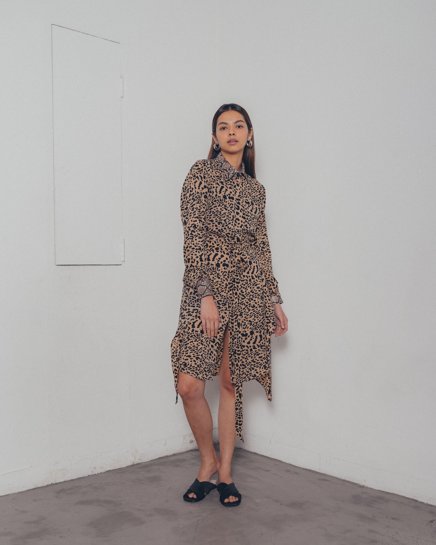 LEOPARD PRINT SHIRT DRESS