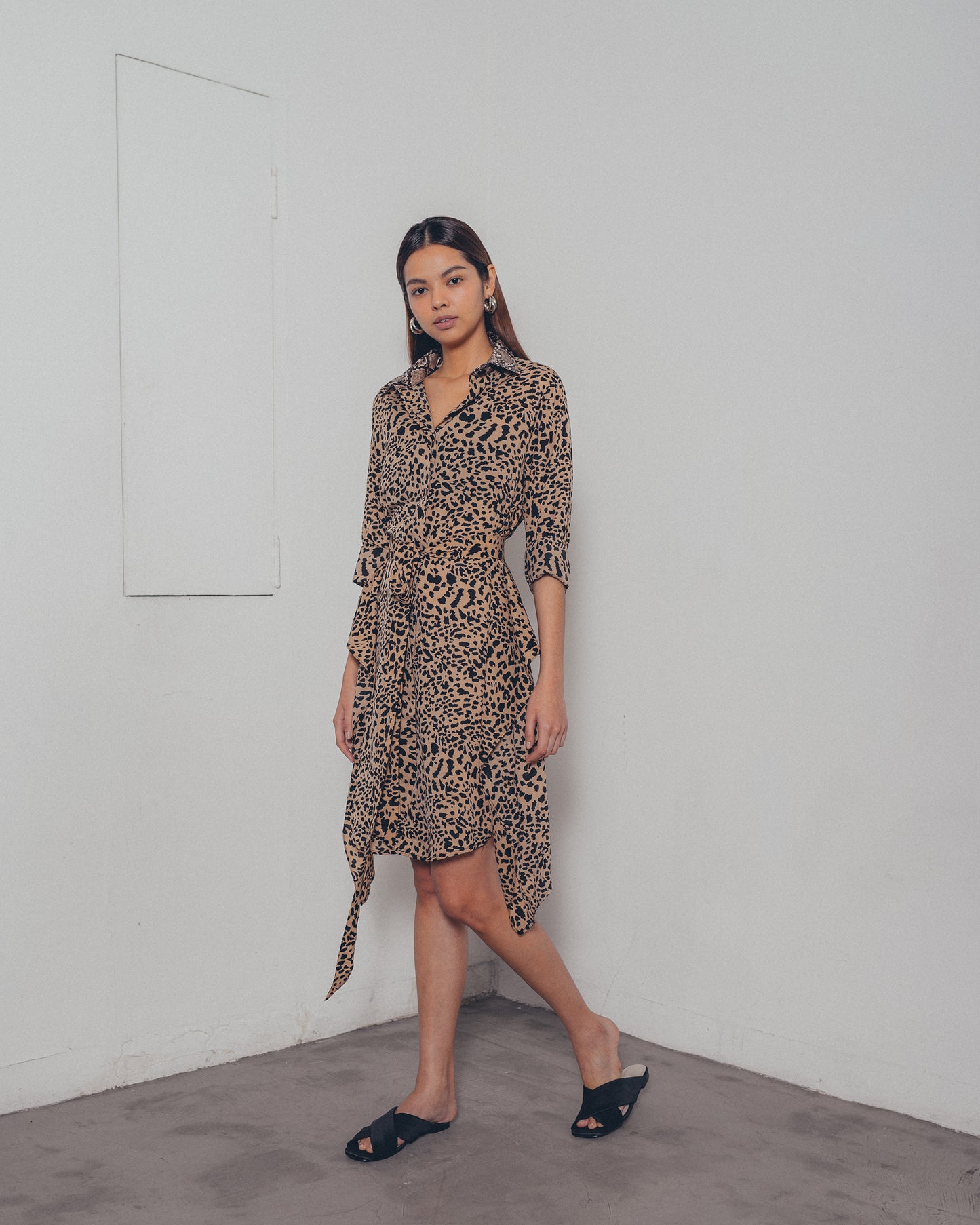 LEOPARD PRINT SHIRT DRESS