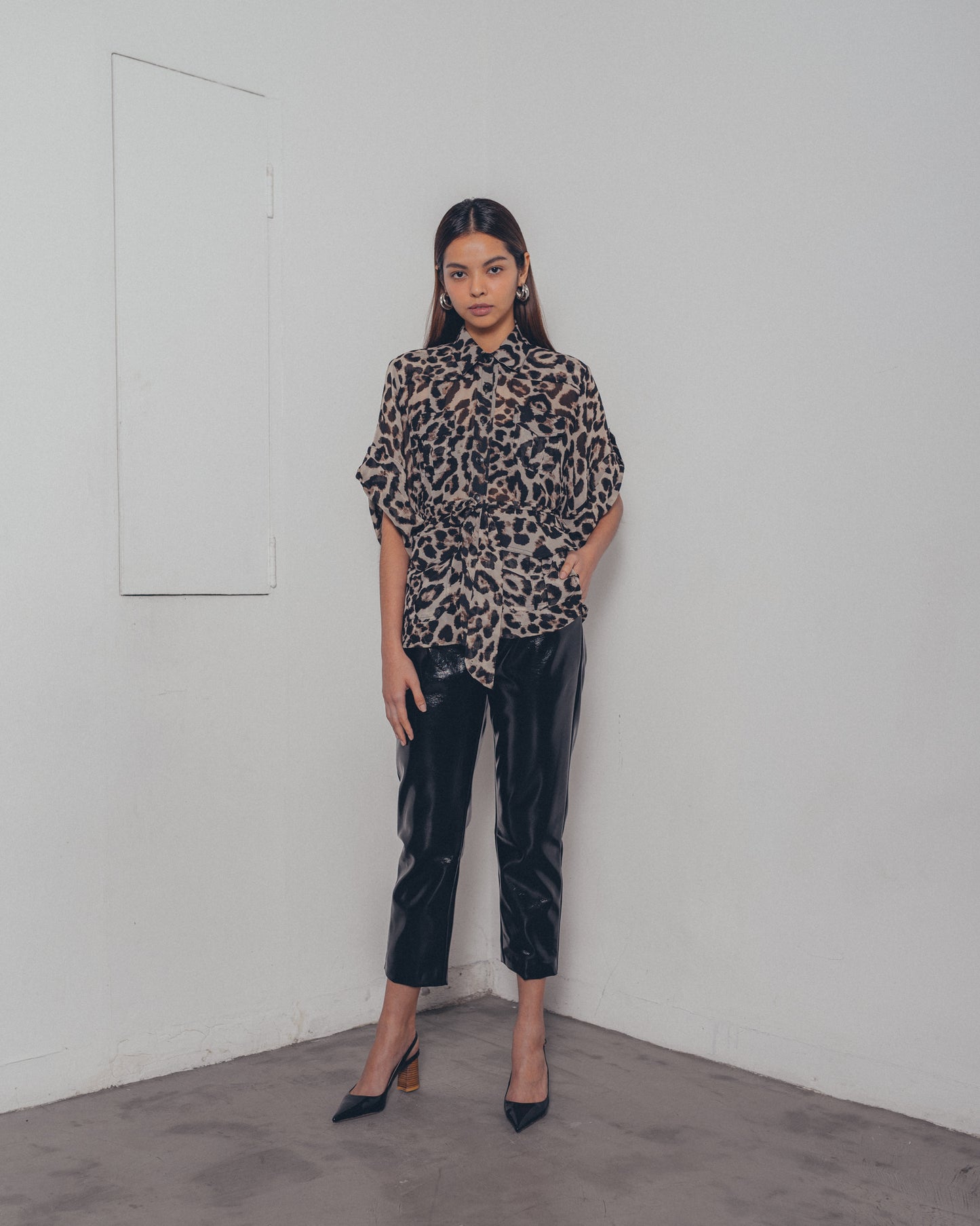 LEOPARD PRINT ORGANZA SHIRT