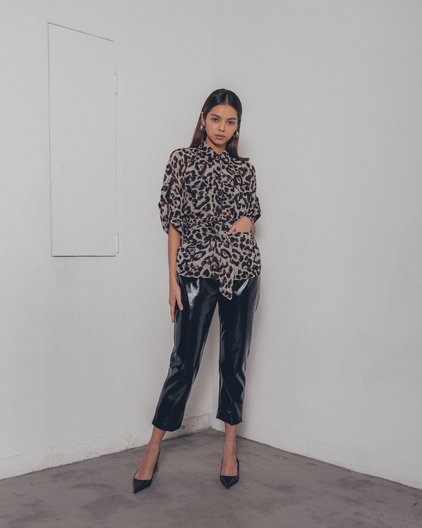 LEOPARD PRINT ORGANZA SHIRT