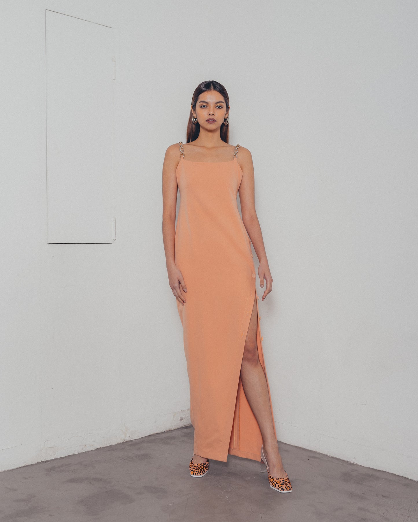 BLUSH CHAIN SLIT DRESS