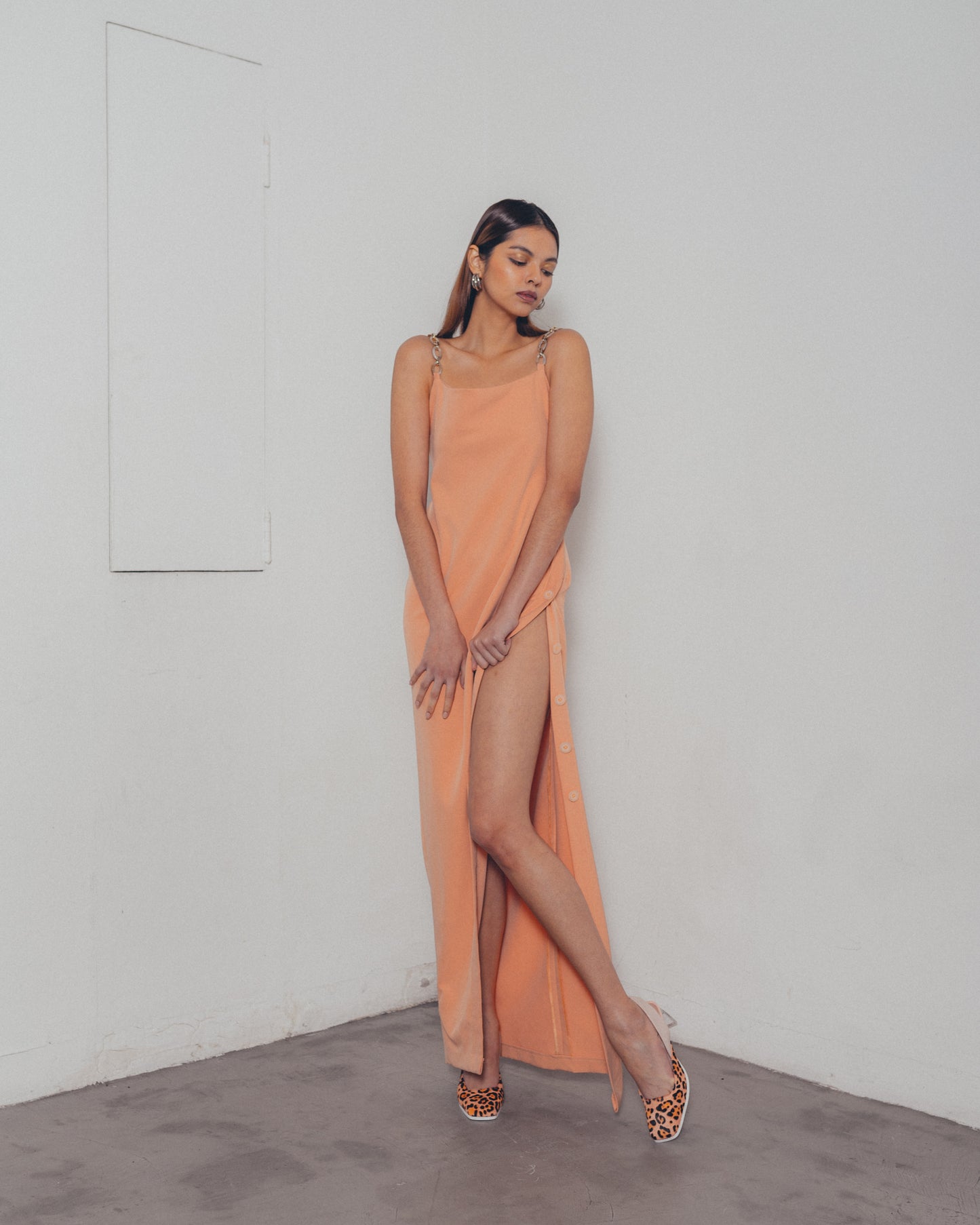 BLUSH CHAIN SLIT DRESS