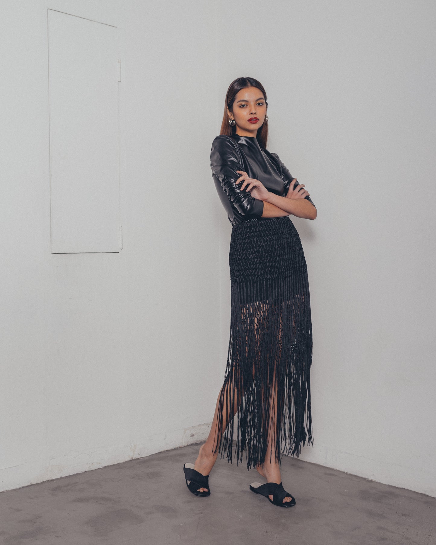 BLACK TASSLE SKIRT
