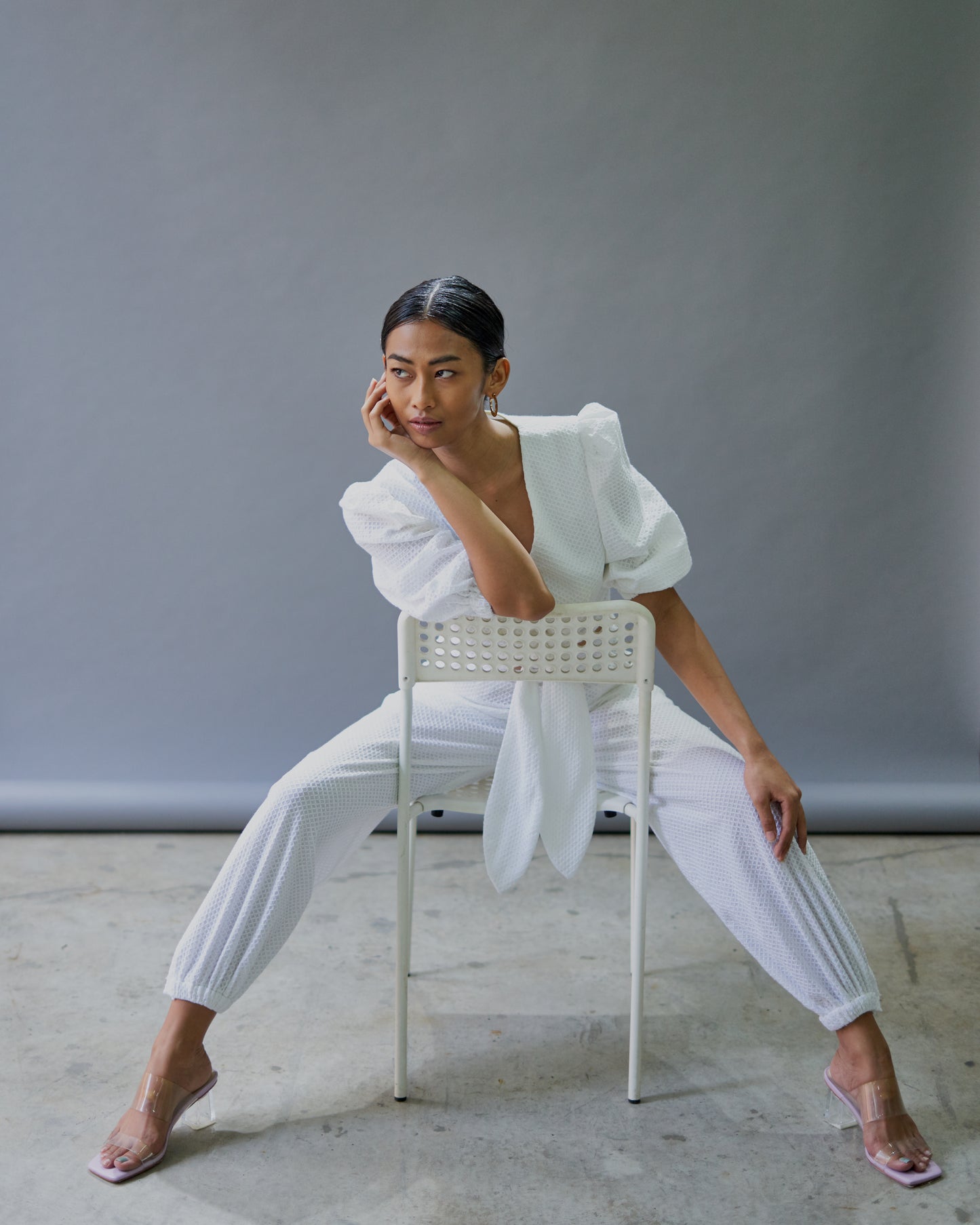 PRE-ORDER: WHITE COTTON TAILORED PANTS