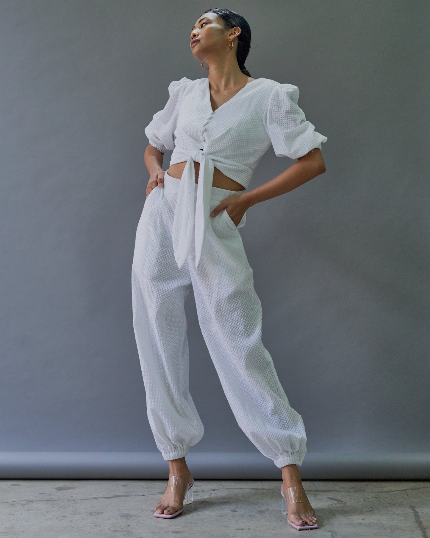 PRE-ORDER: WHITE COTTON TAILORED PANTS