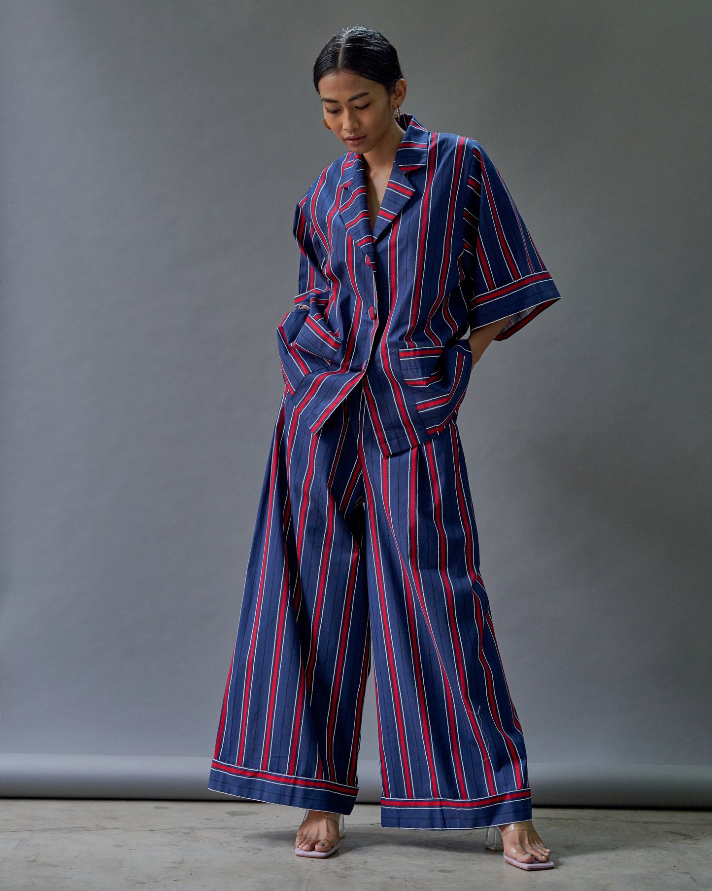 BLUE STRIPE COTTON PALAZZO
