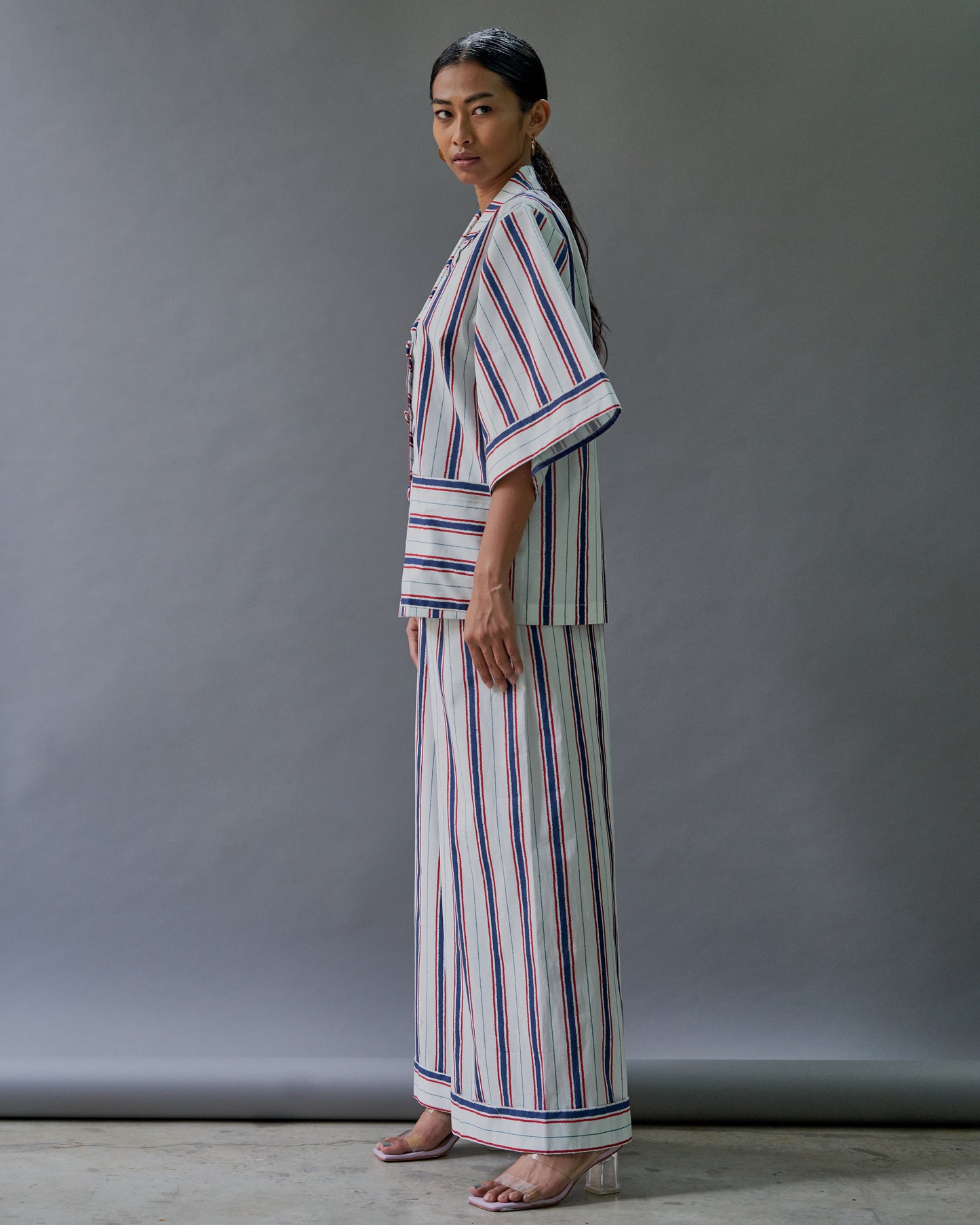 WHITE STRIPE COTTON PALAZZO