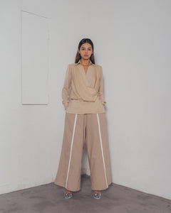 KHAKI WIDE LEG PANTS