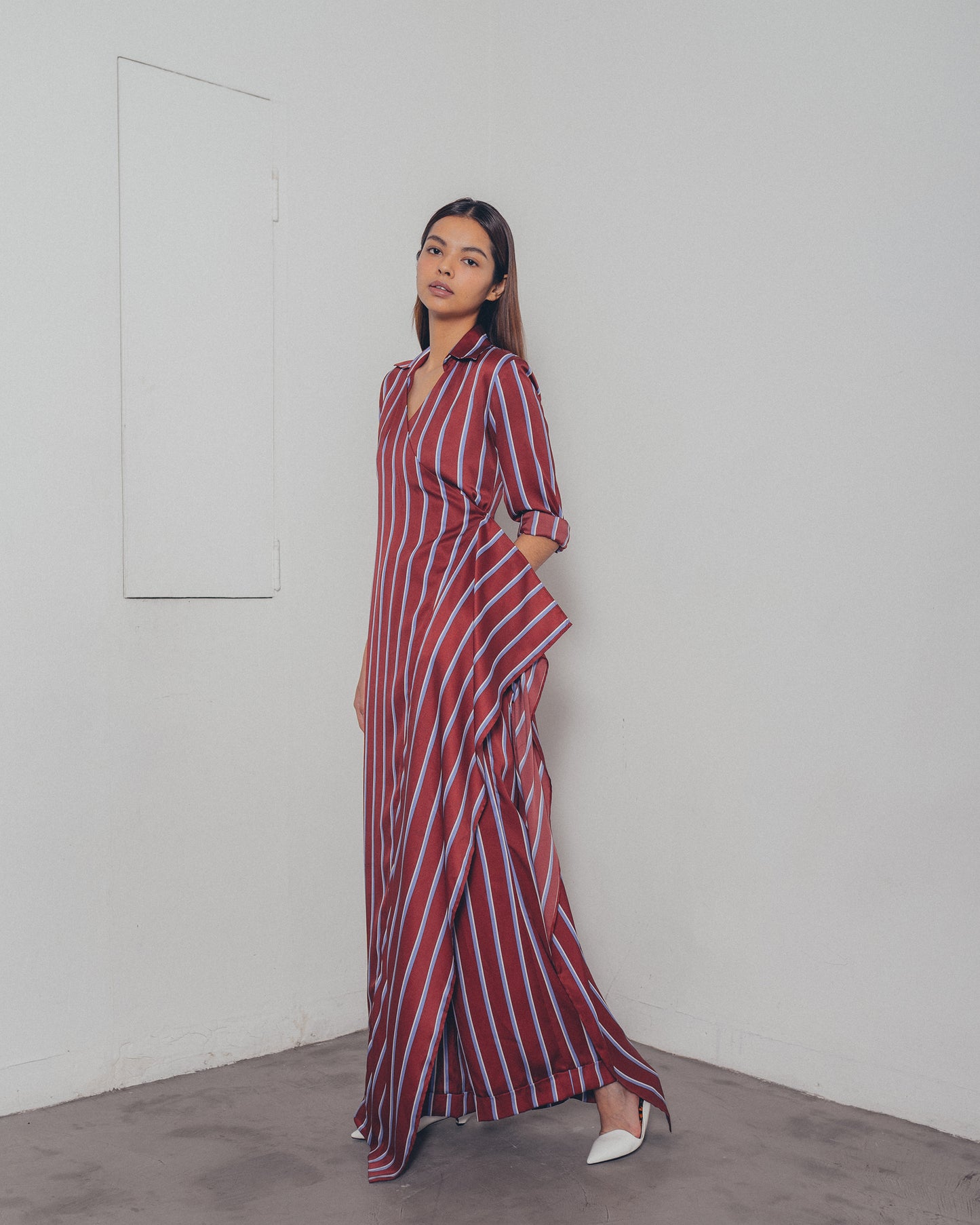 RED STRIPES TAILORED WIDE LEG PANTS