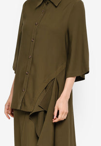 Olive Side Bias Shirt