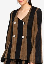 Striped Linen Double Breasted Top