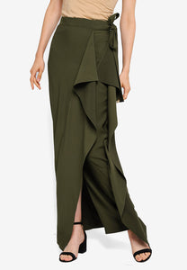 Olive Side Draped Skirt