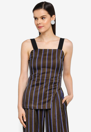 Pinstriped Side Slit Top