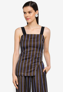 Pinstriped Side Slit Top