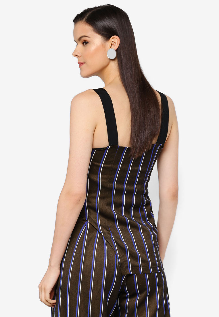 Pinstriped Side Slit Top