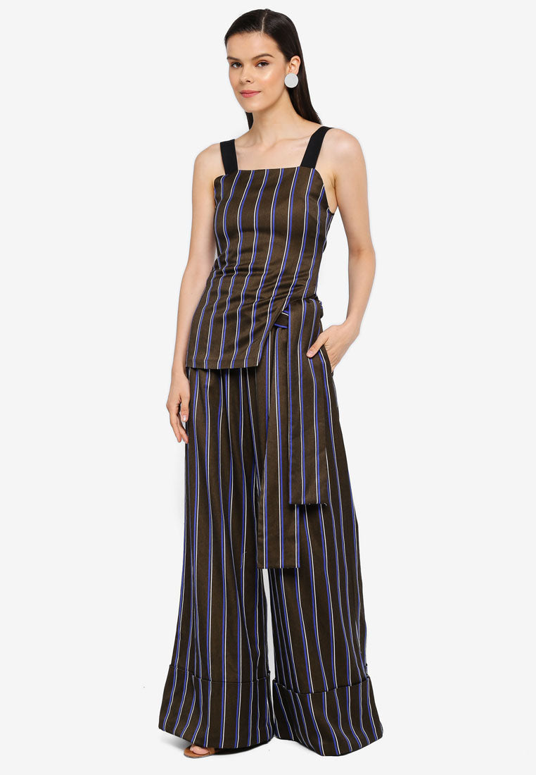 Pinstriped Side Slit Top