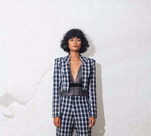 Gingham Crop Suit Jacket