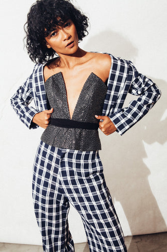 Gingham Crop Suit Jacket