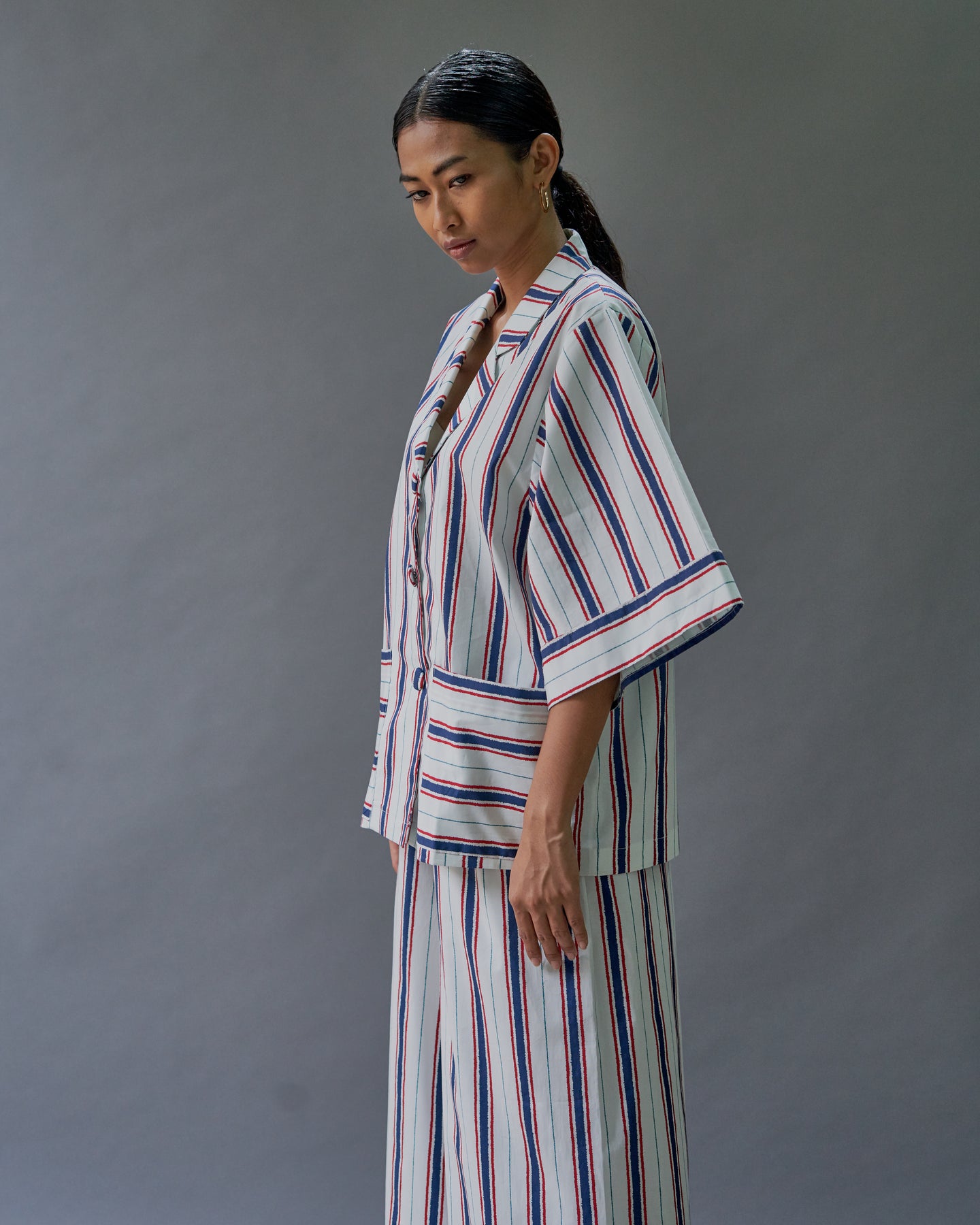 WHITE STRIPE COTTON SHIRT